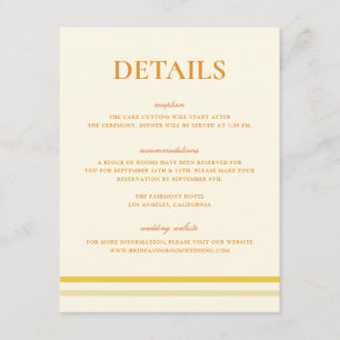 Modern Simple Script Butter Yellow Wedding Details Enclosure Card