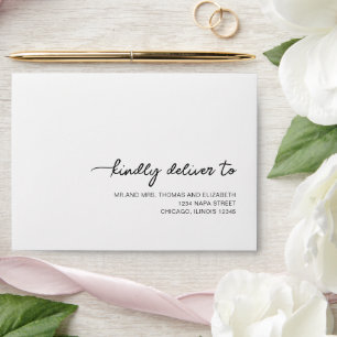 Modern Simple Script Calligraphy Wedding Envelope
