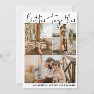 Modern simple script chic 6 photos engagement announcement