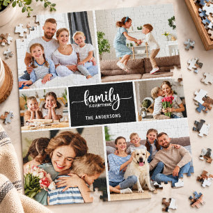 Modern simple Script Family Photo Jigsaw Puzzle