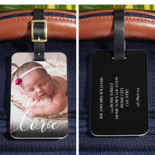 Modern Simple Script Love Baby Photo Luggage Tag