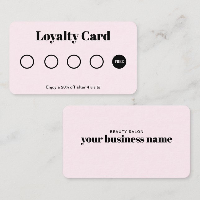 Modern Simple Script Loyalty Card Pink (Front/Back)