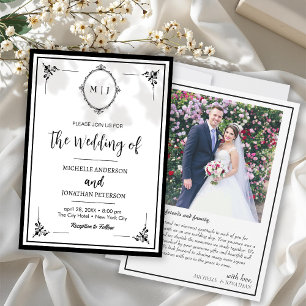 Modern Simple Script Monogram Photo Wedding  Save The Date