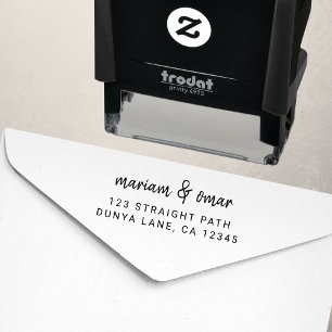 Modern Simple Script Name Wedding Return Address Self-inking Stamp