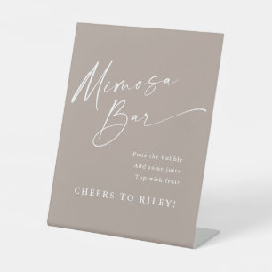 Modern Simple Script Neutral Mimosa Bar Pedestal Sign