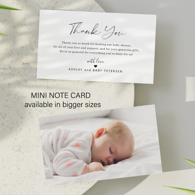 Modern simple script photo baby shower thank you  card (Creator Uploaded)