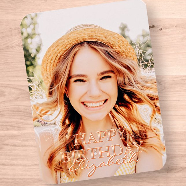 Modern Simple Script Photo Birthday Greeting Magnet (Creator Uploaded)