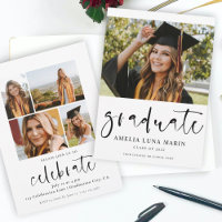 Modern Simple Script Photo Graduation Invitation