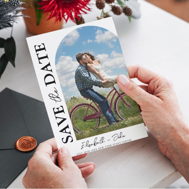 Modern Simple Script Photo Wedding Save The Date (Creator Uploaded)