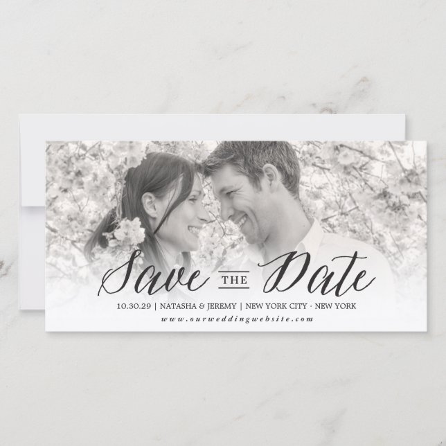 Modern Simple Script Save The Date Photo Card (Front)