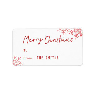 Modern Simple Script Snowflakes Christmas gift Label