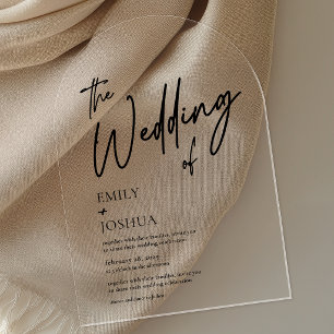 Modern Simple Script Transparent Wedding Arch Acrylic Invitations
