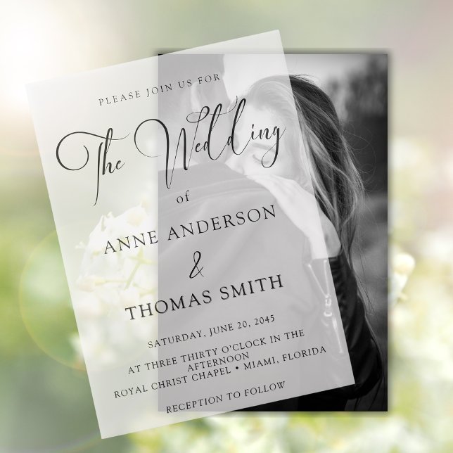 Modern Simple Script Wedding Ovelay  Vellum Invitations (Creator Uploaded)