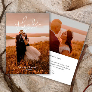 Modern Simple Script Wedding Photo Thank You Card