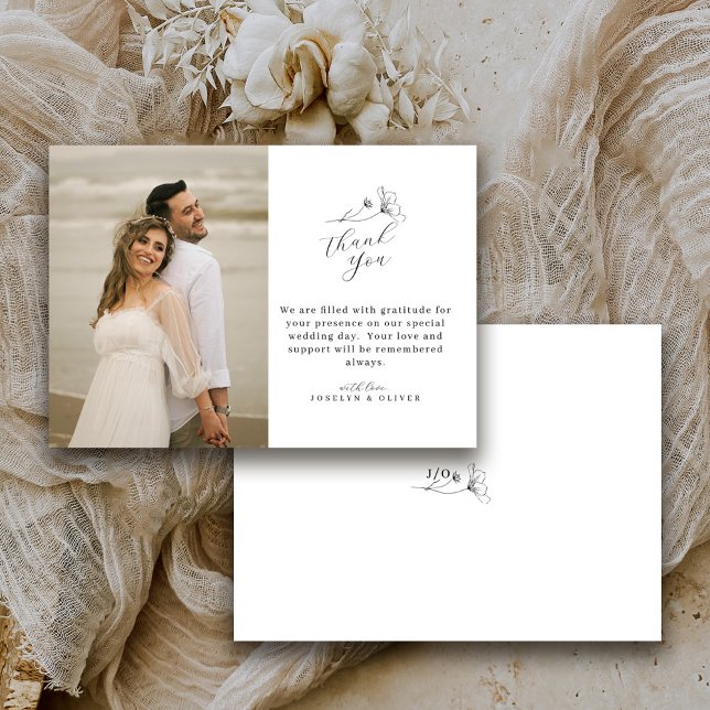 Modern Simple Script Wedding Photo Thank You Card (Creator Uploaded)