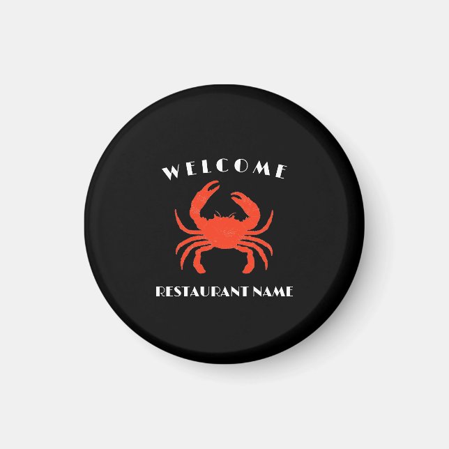Modern Simple seafood welcome red Crab custom Magnet (Front)