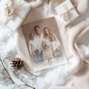 Modern Simple Seasons Greeting Text Overlay Photo Holiday Card