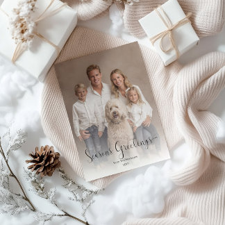 Modern Simple Seasons Greeting Text Overlay Photo Holiday Card
