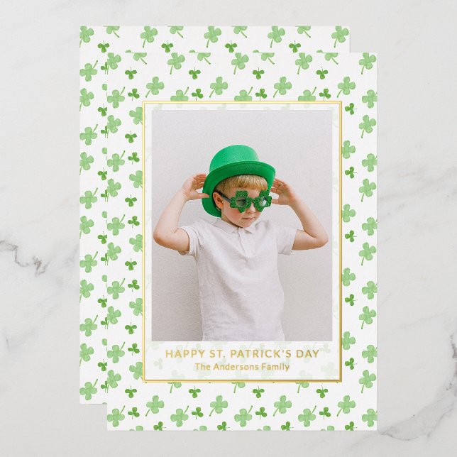Modern Simple Shamrock St. Patrick's Day Photo  (Front/Back)