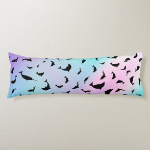 Modern Simple shark whale fish rainbow gradient  Body Cushion
