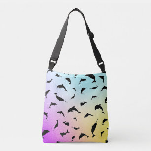 Modern Simple shark whale fish rainbow gradient  Crossbody Bag