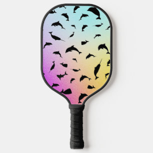 Modern Simple shark whale fish rainbow gradient Pickleball Paddle