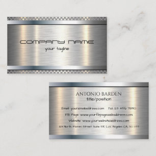 Modern Simple Shine Metallic Silver And Black Business Card
