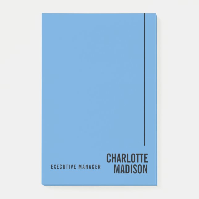 Modern Simple Sky Blue Minimalist Own Name Post-it Notes (Front)