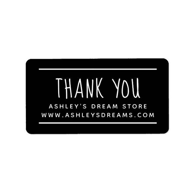 Modern Simple Small Business Black Thank You Label (Front)