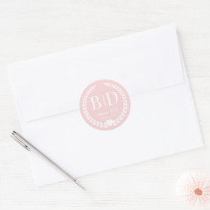 Modern Simple Soft Antique Rose Monogram Classic Round Sticker