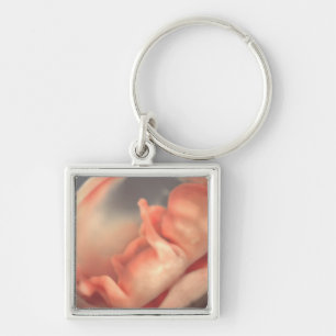 Modern Simple Sonogram Ultrasound New Baby Photo Key Ring