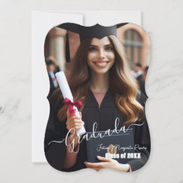 Modern Simple Spanish Photo Script Grad Invitation