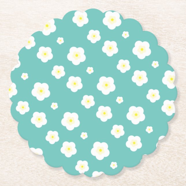 Modern Simple Spring Daisy flowers gradient  Paper Coaster (Front)