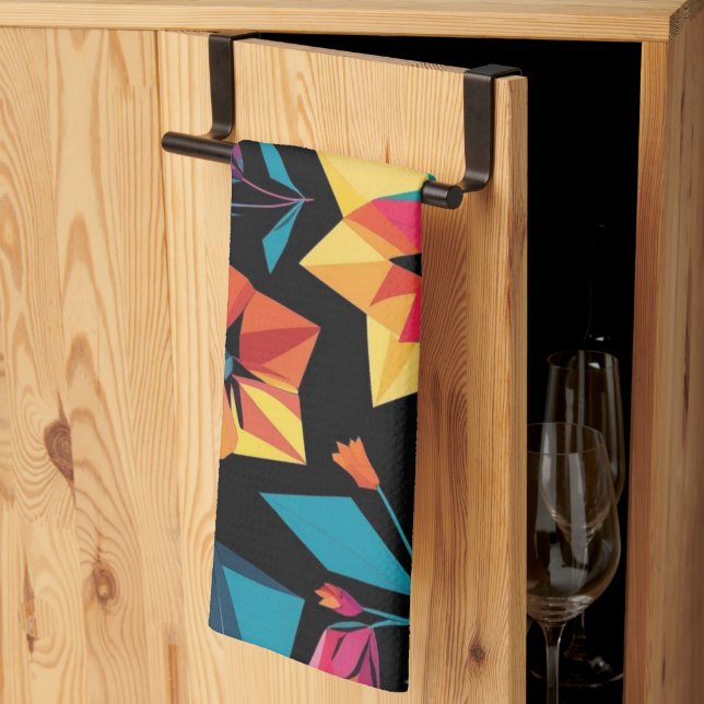 modern Simple Star geometric colourful pattern Tea Towel (Thirds Fold)