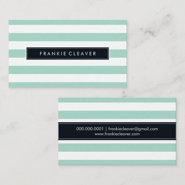 MODERN SIMPLE STRIPE PATTERN bold trendy mint Business Card (Front/Back)