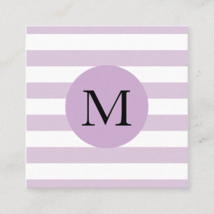 Modern Simple Striped Monogram Square Business Card