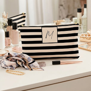 Modern simple stripes monogram accessory pouch