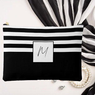 Modern simple stripes monogram accessory pouch