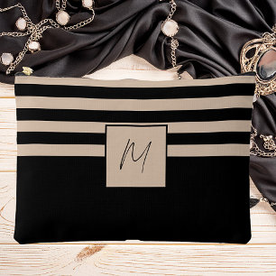 Modern simple stripes monogram accessory pouch