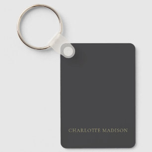 Modern Simple Stylish Black Trendy Minimalist Name Key Ring