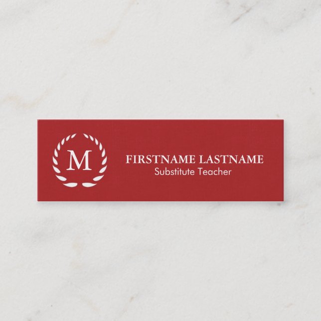 Modern & Simple Substitute Teacher Business Card (Front)