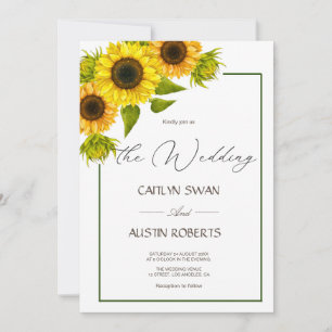 modern simple sunflower invitation