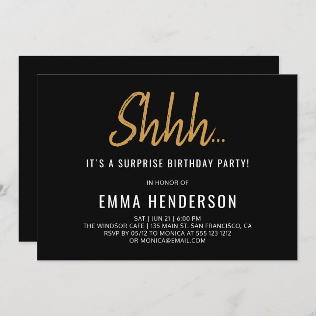 Modern Simple Surprise Birthday Invitation (Front/Back)