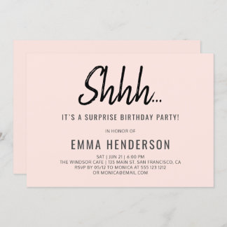Modern Simple Surprise Birthday Invitation