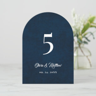 Modern Simple Table Number Navy Faux Velvet