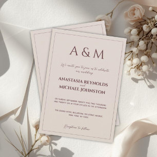 Modern simple tan minimalist wedding invitation