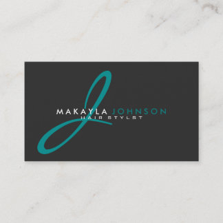 Modern & Simple teal blue Monogram Professional Business Card