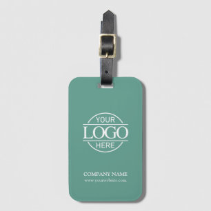 Modern Simple Teal Business Logo Employee Travel Luggage Tag