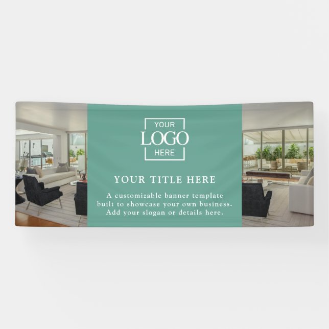 Modern Simple Teal Custom Business Logo & Photo Banner (Horizontal)