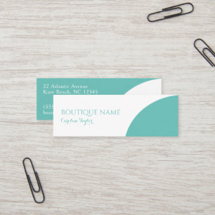 Modern Simple Teal Light Colour Block Boutique Mini Business Card